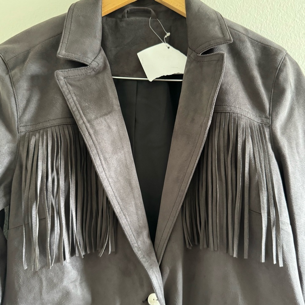 NWT Gray Suede? Fringe Western Jacket size Medium - Picture 6 of 9